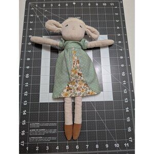 Creative Co-op white Lamb cottage core dress 14 inch soft stuffed toy